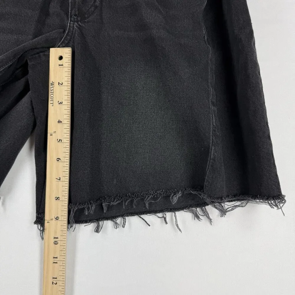 NWT We The Free Boomerang Denim Shorts Women's 27 Black High Rise Long Cutoff